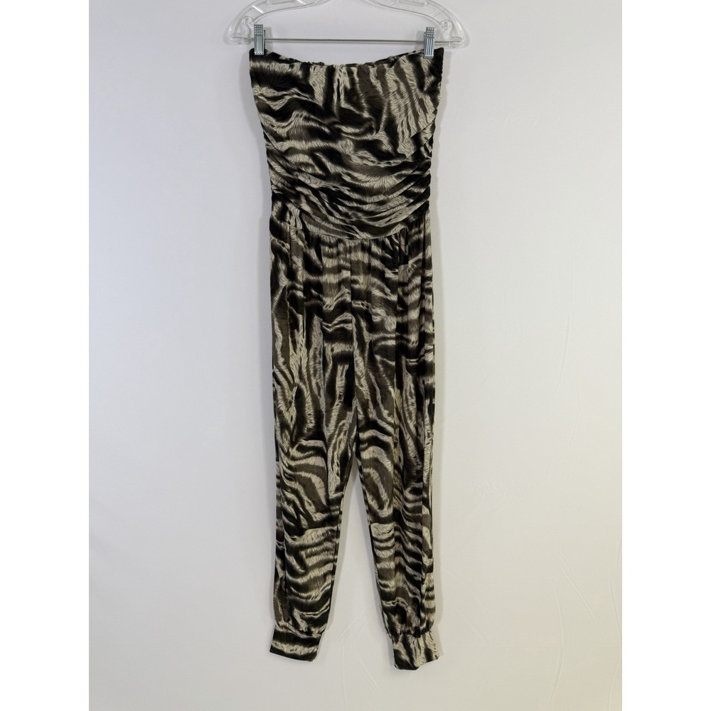 Poetry Strapless Zebra Print Barrel Leg Jumpsuit-Size Small Boho Whimsigoth